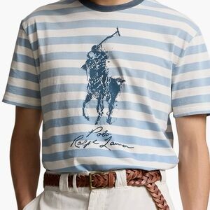NWT $79 Polo Ralph Lauren Men’s XL Tall Blue Striped Shirt Classic Fit Big Pony